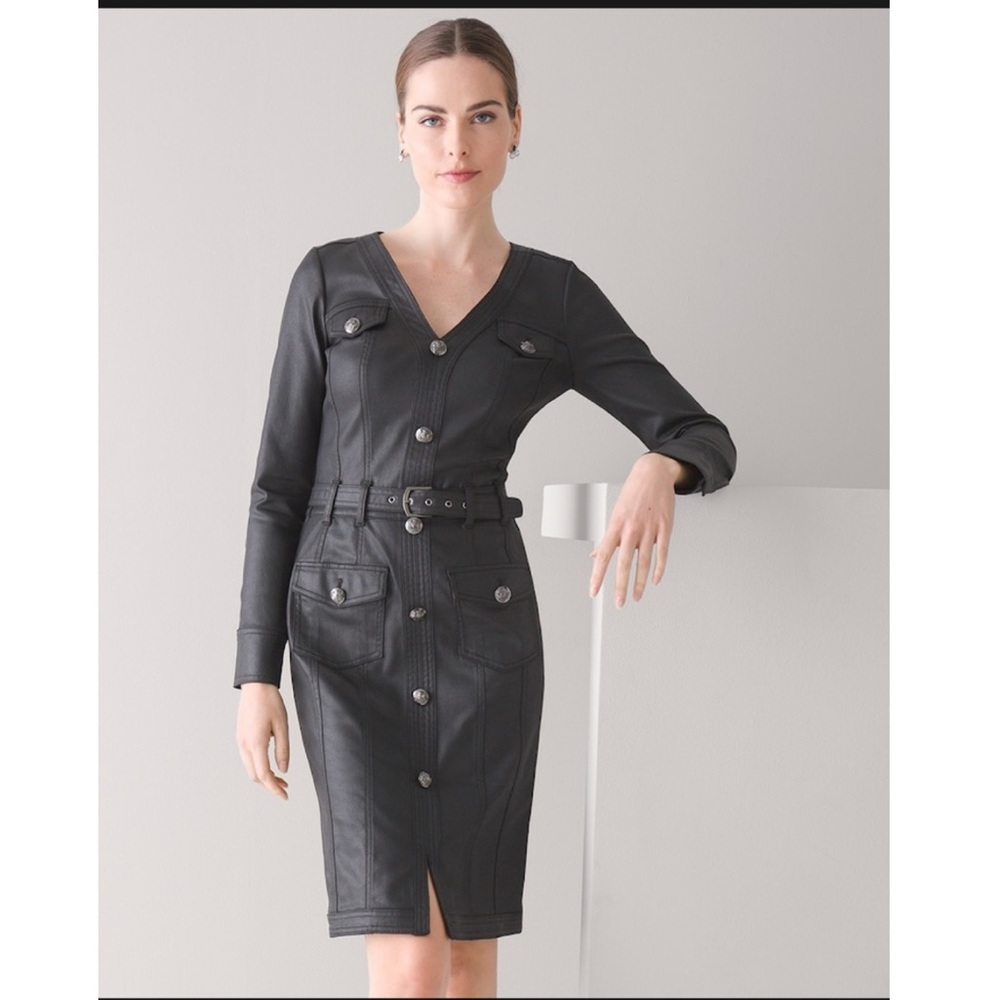 White House Black Market Coated Denim Shirt Dress